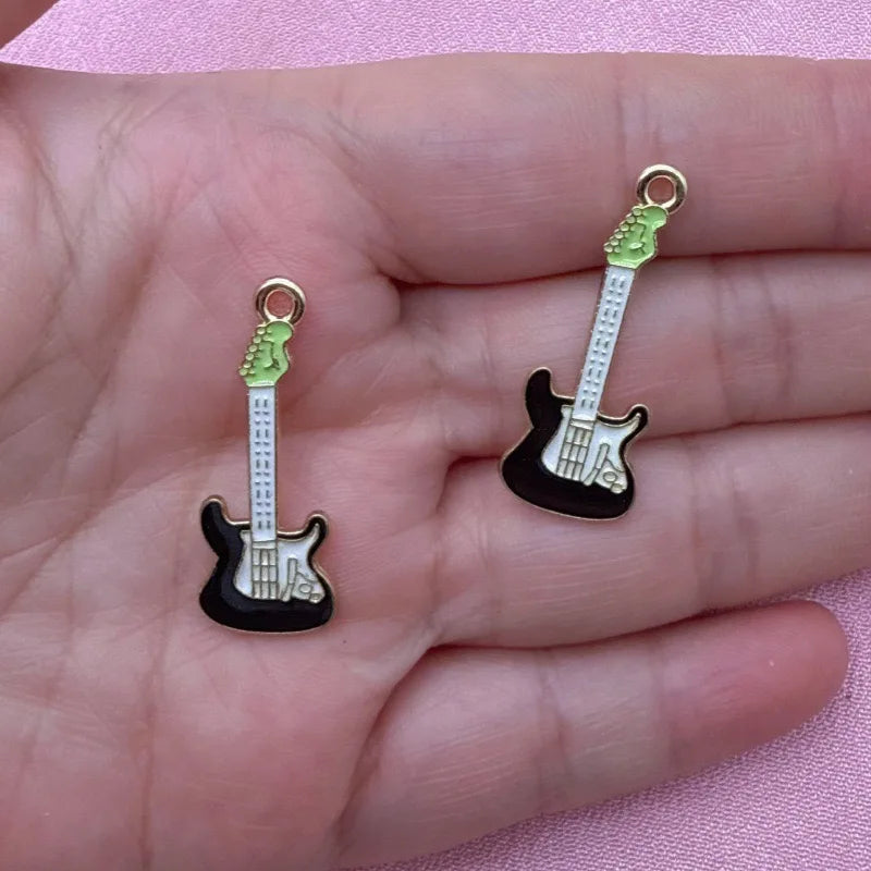 15pcs Alloy Drip Oil Cross border Music Festival Cute Instruments Guitar Notes DIY Accessories Pendant Handmade