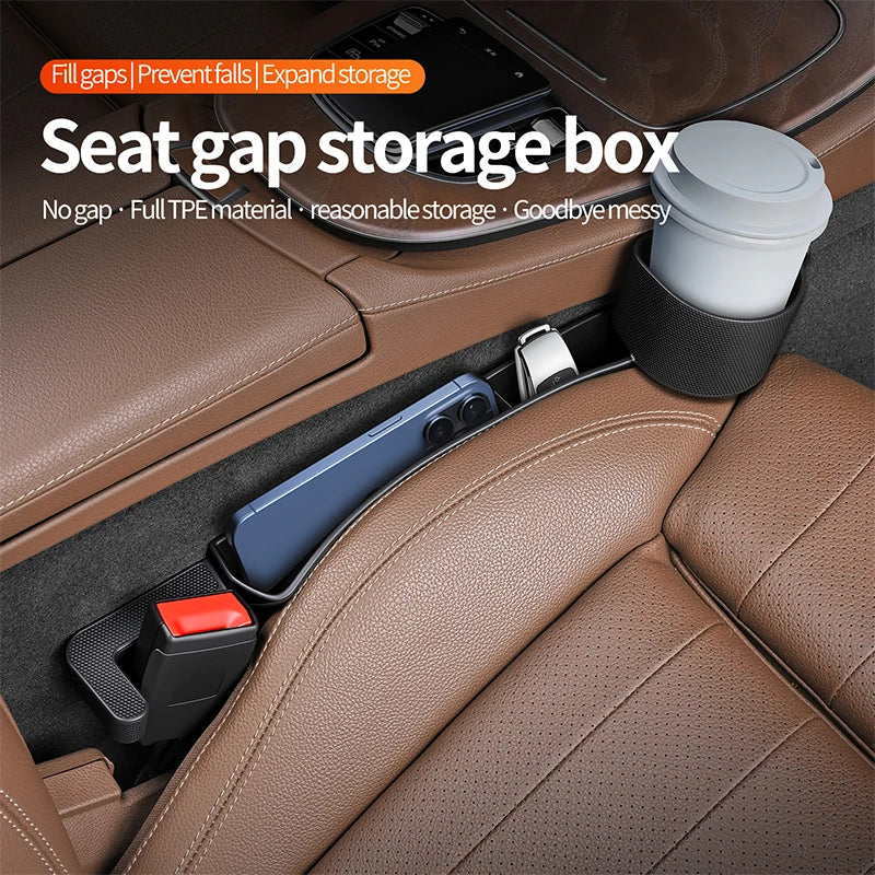 SEAMETAL Car Seat Gap Box Universal Cup Holder Organizer Soft Flexible Storage Box Phone Hook Cable Slot Cards Case Drink Stand
