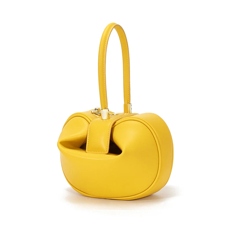 HIFASHION Genuine Leather Top Handle Bags For Women Chic Novelty Round Small Daily Purses Cowhide Party Luxury Designer Handbags