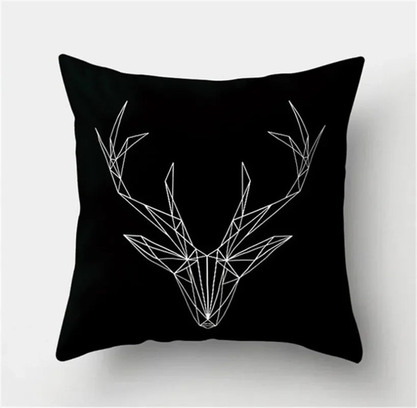 Black And White Geometric Portrait Double-sided Printed pillow cover Short plush Suitable living rooms sofas throw cushion cover