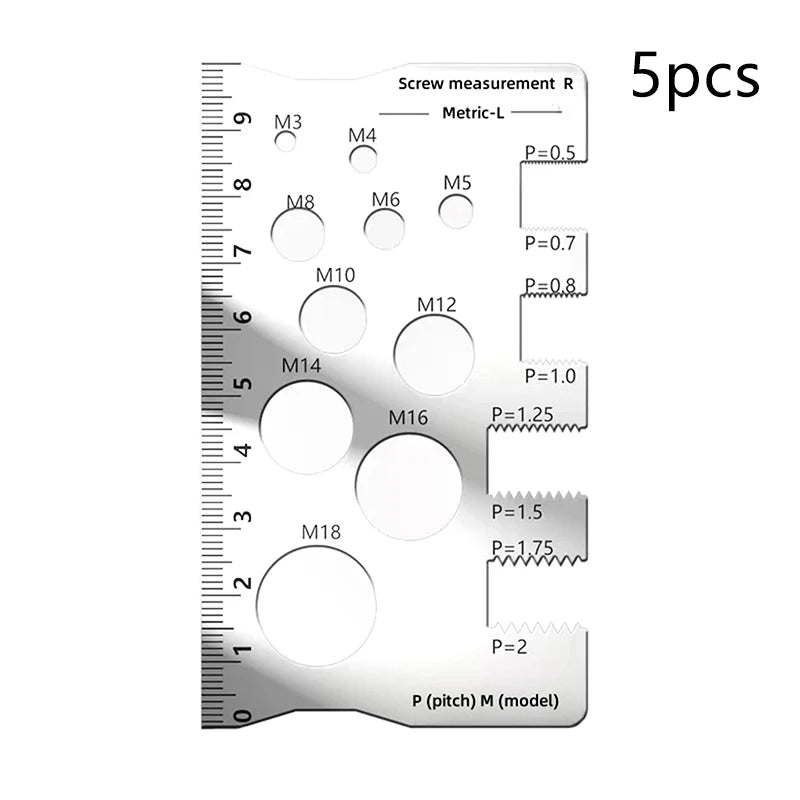 5.7*10cm Screw Measurement Ruler Stainless Steel Caliper Metric Gauge For Measuring Screw Pitch Bit Bolt Nut Screw