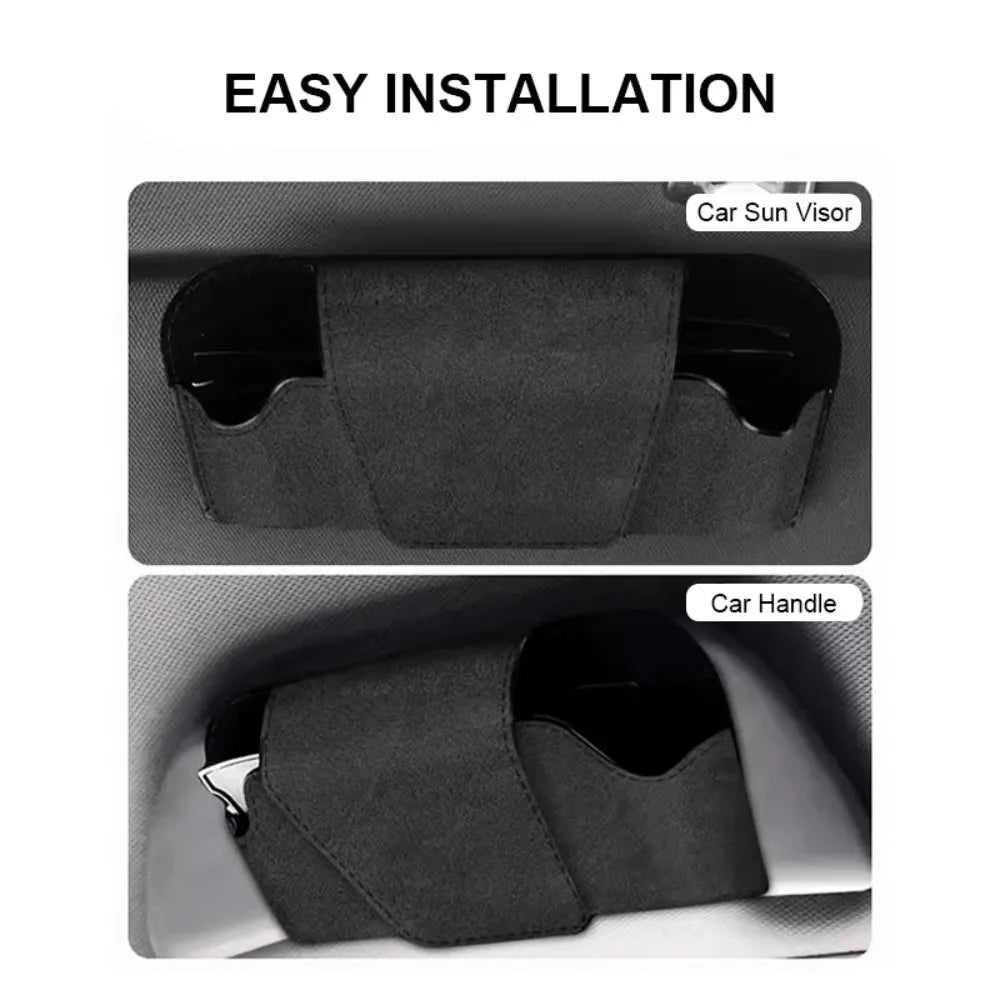 Car Glasses Case Auto Sun Visor Suede Glasses Holder Sunglasses Clip Card Ticket Holder Universal Interior Accessories