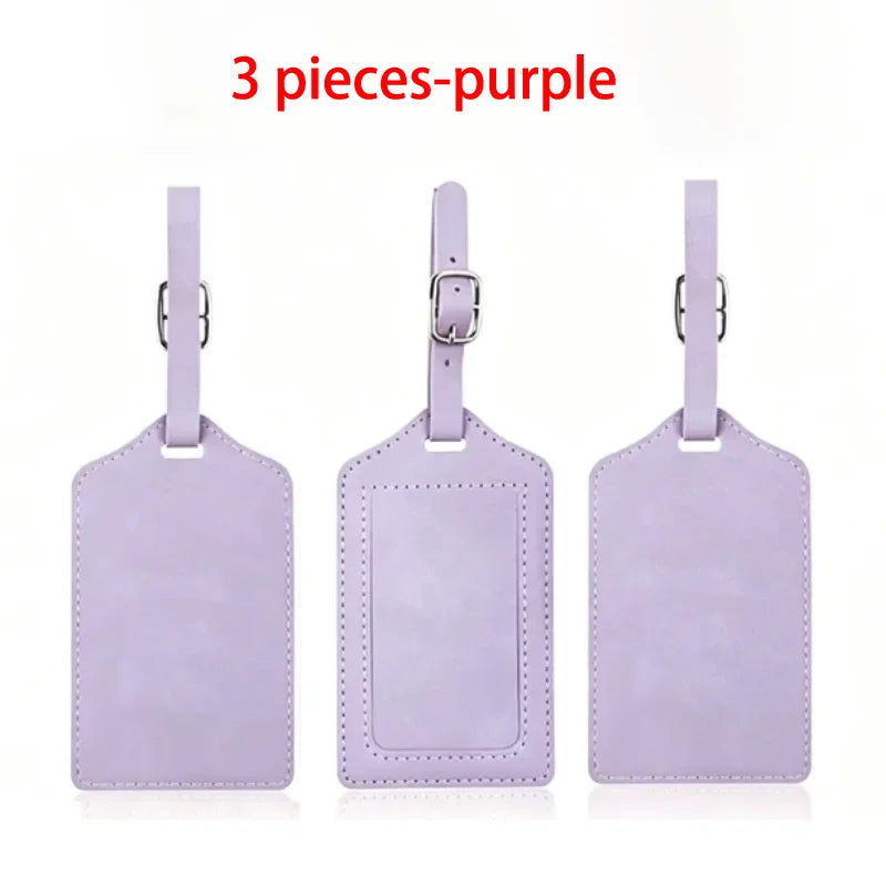 3 Pieces Travel Luggage Tag PU Leather Suitcase Label Boarding Pass Anti-Loss Pendant Cross-Border Logo Tag for Bags
