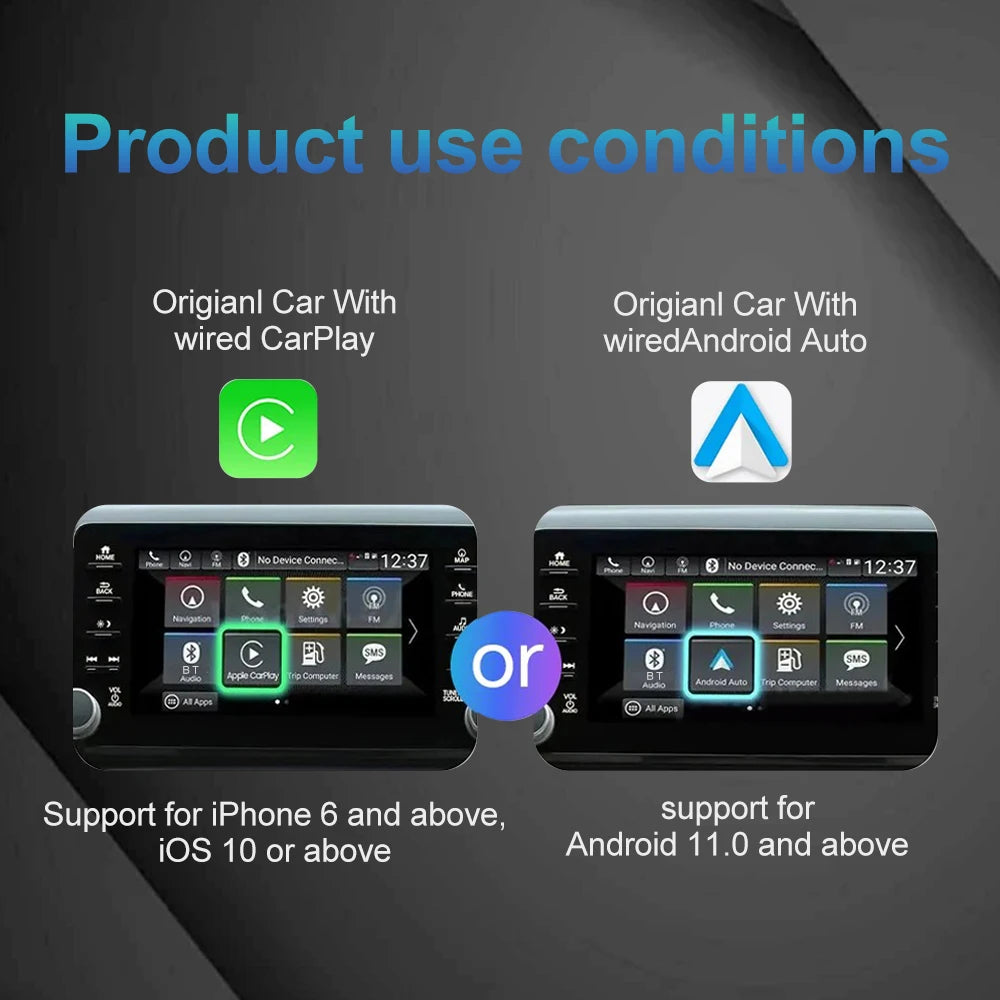 2025 New 2-in-1 Wireless CarPlay AI Box Android Auto Plug and Play Applicable to Convert the Original Car with CarPlay Cable to