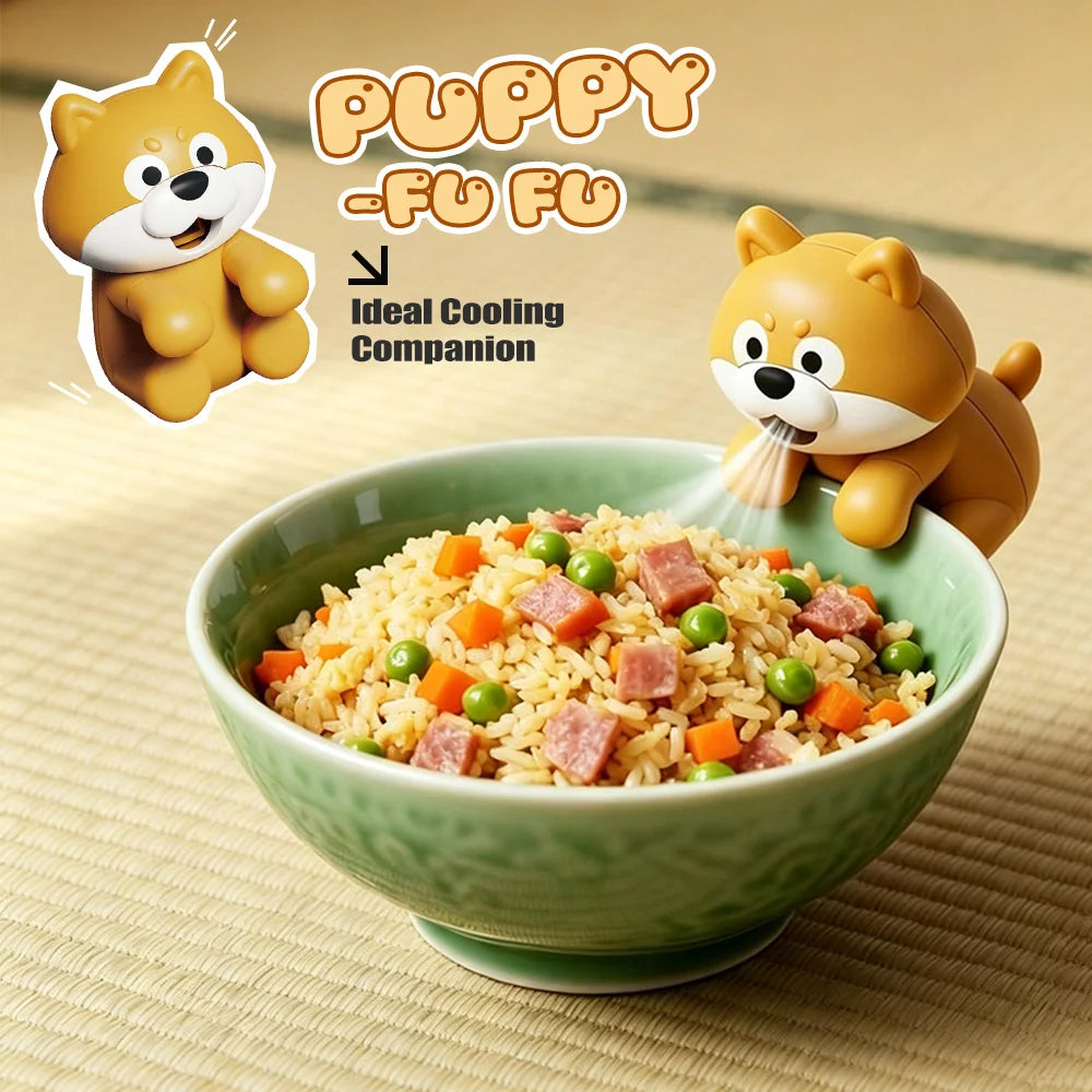 Cute Dog Clip-On Fan, Mini Cooling Fan for Baby Food & Drinks, Detachable Easy Clean, Hangs on Bowls/Cups/Laptops