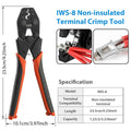 IWS-6/8/16/38 crimper plier Ratchet Crimping Tool  for Non-Insulated Terminals 1.25-38MM² Polished Jaw Pressure regulating de