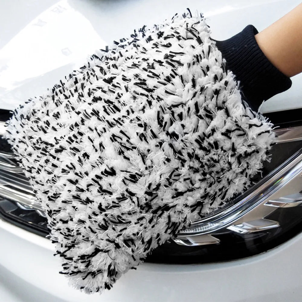 Car Cleaning Glove Soft Microfiber Thicken Plush Car Cleaning Tools Auto Detail Cleaning Mitt Double-faced Glove Car Accessories