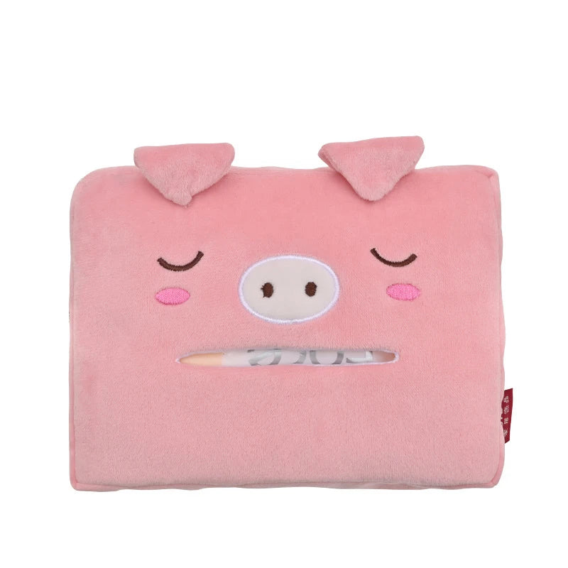 Car Tissue Box Cute Plush Animals Napkin Tissue Paper Holder Portable Drawer Box Car Styling Multi-function Car Supplies Women