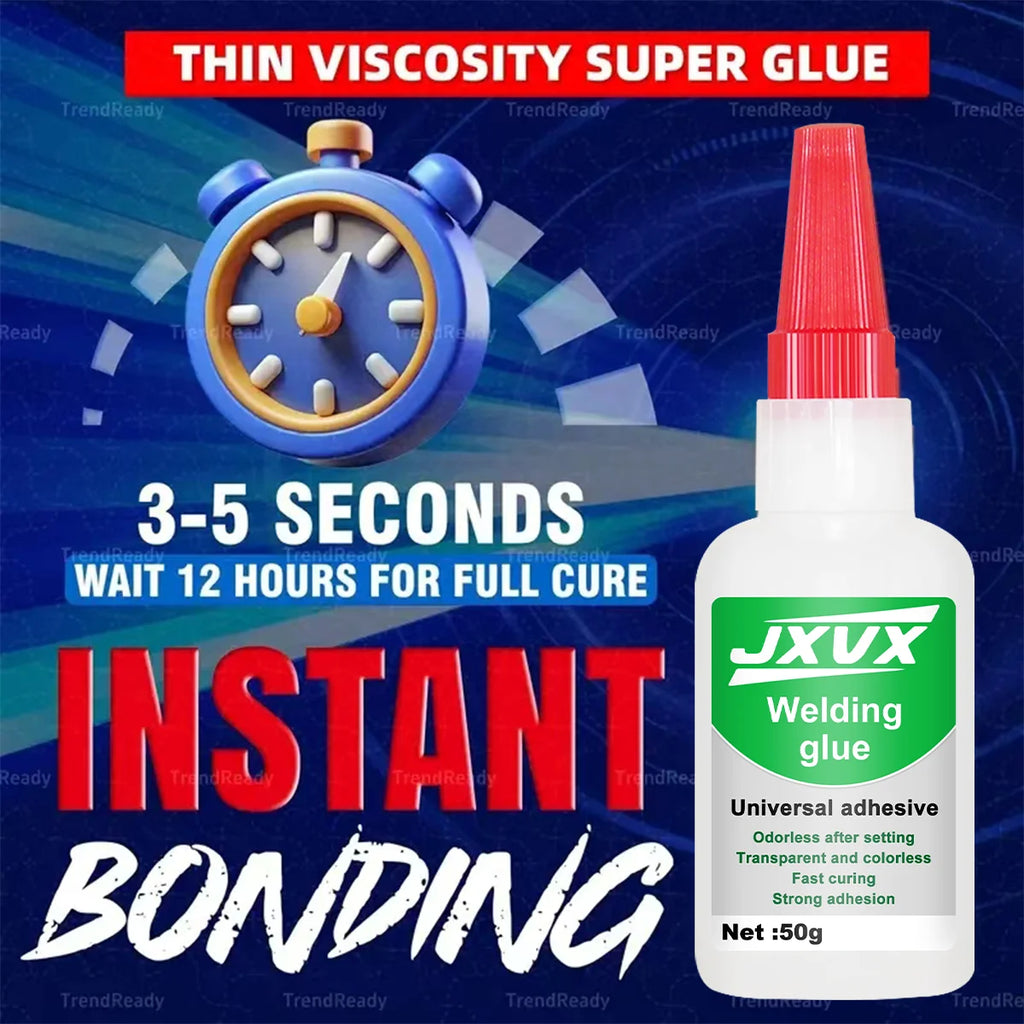 New 50g Super Instant Glue Cyanoacrylate Super Glue 3-5 Seconds Fast Drying Adhesive For Ceramics Wood Metal Plastic Jewelry Crafts Glass, Quick Fixing Tool Waterproof Glue, Super Glue