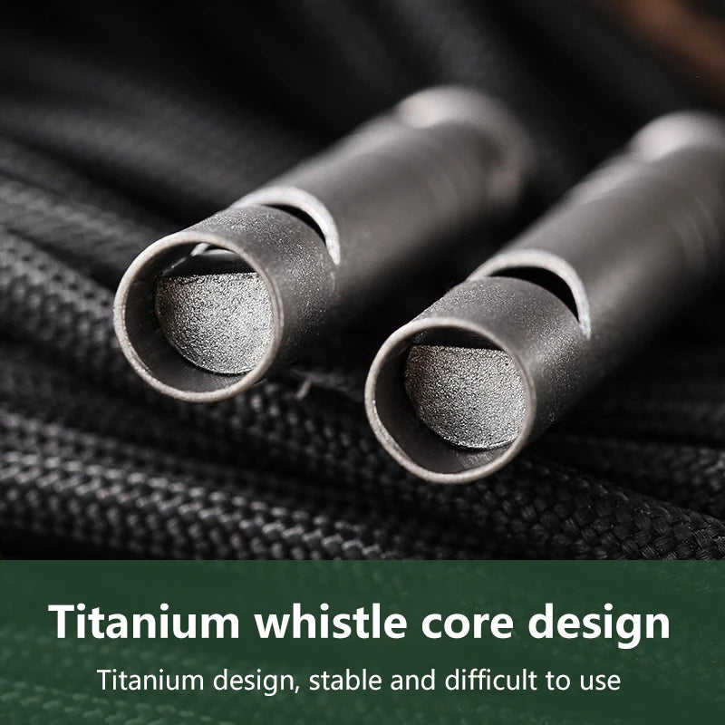 Ultralight Titanium Emergency Whistle With Lanyard Outdoor Camping Hiking Survival Tool