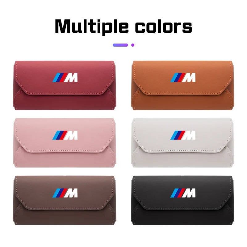 For BMW M M3 M5 E36 E39 E46 E60 E70 E90 E91 E92 F10 F40 G01 G70 Leather Car Visor Glasses Case Sunglasses Box Eyeglasses Storage