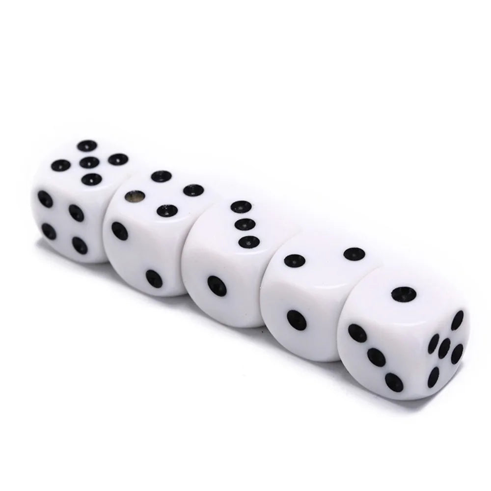 5Pcs/10Pcs 14mm/10mm 6 Sided Drinking Dice White Dices Round Corner Point Dice Set Acrylic Game Accessory Digital Dices