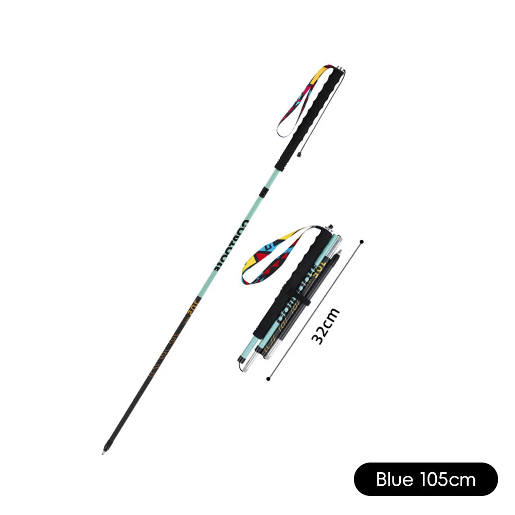 2026 New Ultra Light Carbon Fiber Trekking Pole Foldable Design Professional Hiking Trail Running Walking Stick 105-125CM Length
