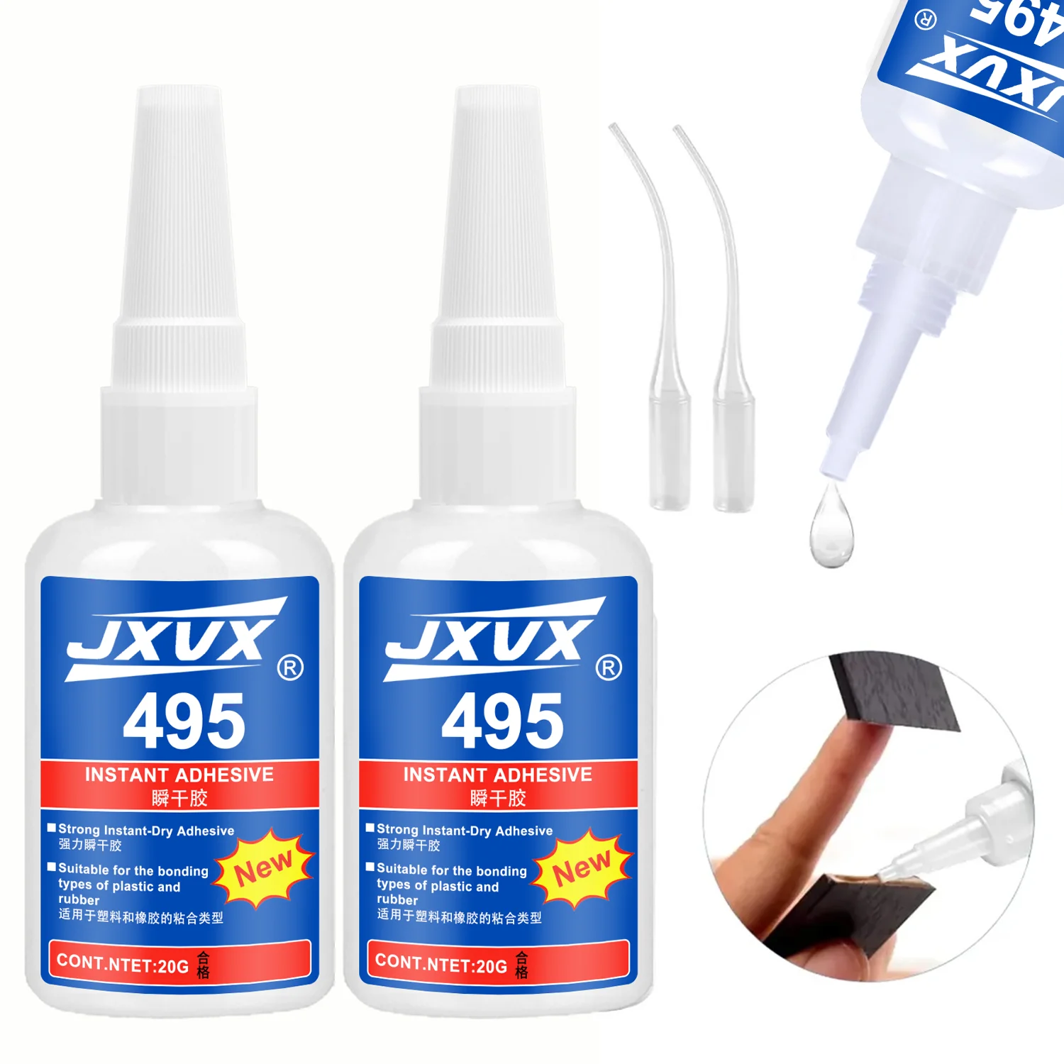 401 Super Glue Dries Instantly Instant Adhesive Bond Clear All-Purpose Universal for Plastic Wood Metal Rubber Leather 20g 6 Pcs