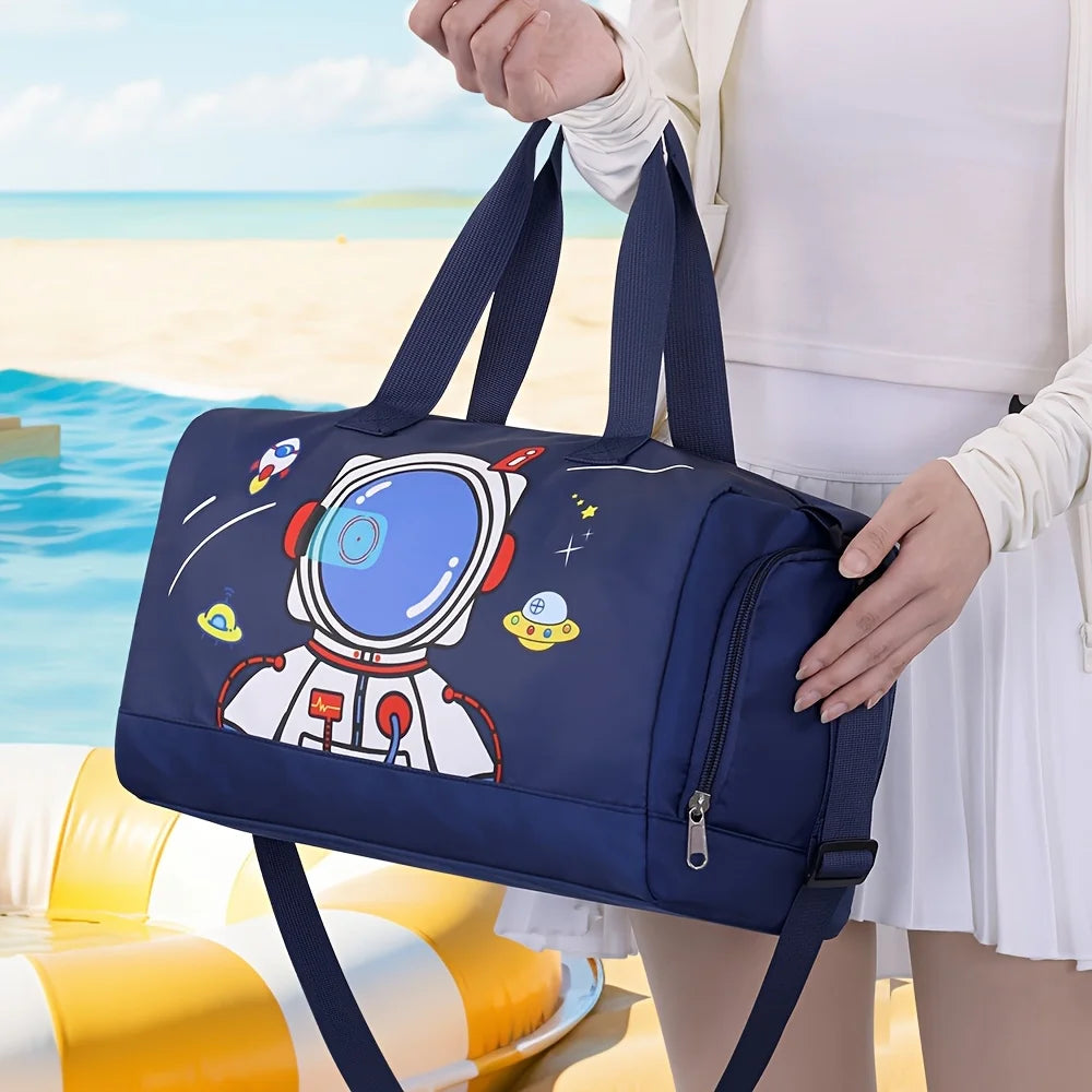 Kids Duffle Bag with Wet Pocket & Shoe Compartment Sports Duffel Overnight Weekender Carry on Bag for Girls Boys Travel Swimming