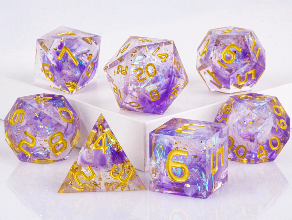 DnD Handmade Resin Dice, Polyhedral Dice Set for Dungeons and Dragons, D and D Dice, Sharp Edged Resin D&D Dice, D20 Dice
