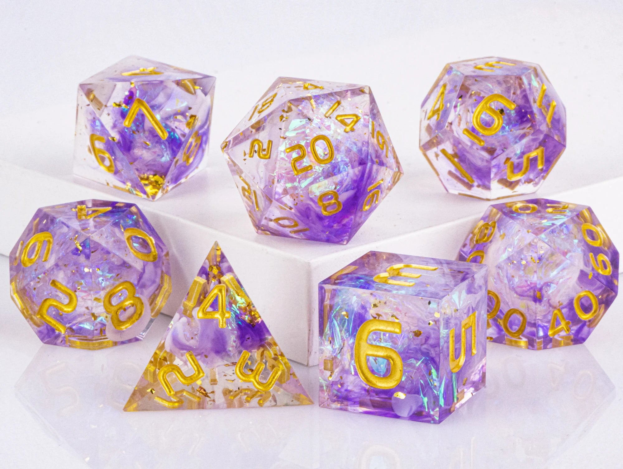 DnD Handmade Resin Dice, Polyhedral Dice Set for Dungeons and Dragons, D and D Dice, Sharp Edged Resin D&D Dice, D20 Dice