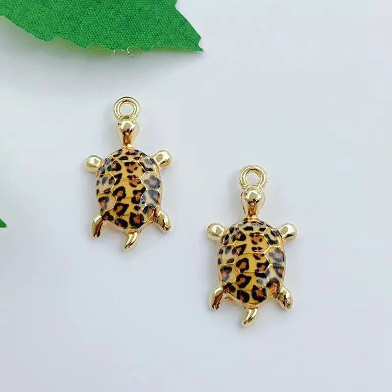 16pcs mixed with 16 cute oil drop printed ocean turtle DIY accessories pendant alloy accessories