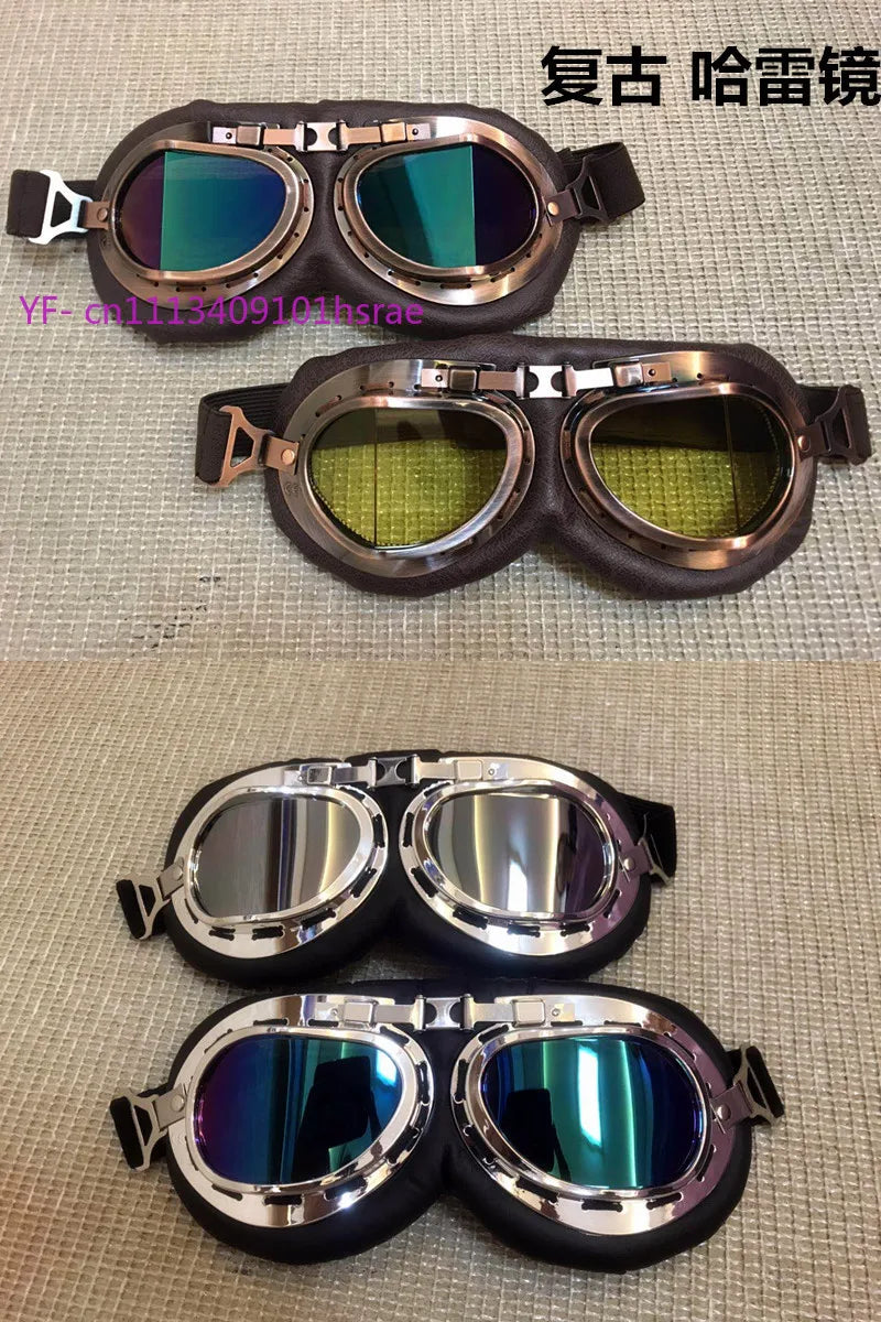Vintage Motorcycle Goggles UV Protection Windproof Dustproof for Electric Bike Helmet