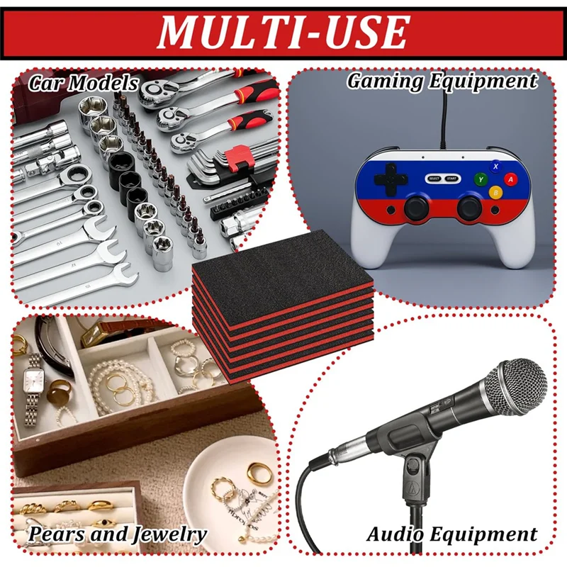 A88E-6Pcs Tool Box Foam,Foam Inserts For Cases,Tool Box Liner Polyethylene Tool Foam Sheets,Organizer And Storage Tool Shadow
