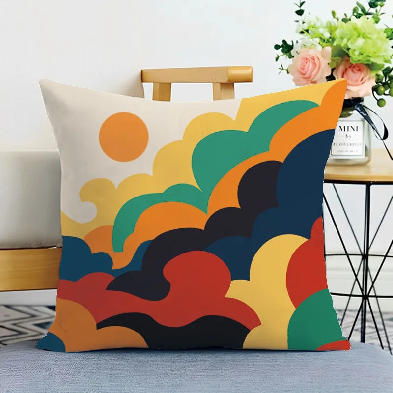 Creative Geometric Double-sided Printed pillow cover Short plush Suitable living rooms bedrooms sofas throw cushion cover