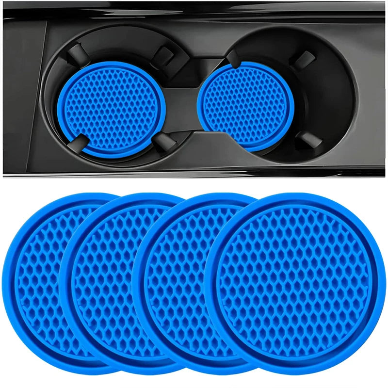 4PCS/Set Universal Anti-Slip Silicone Car Cup Holder Inserts Black Mat Coaster Universal Fit for Most Cars Car Accessories