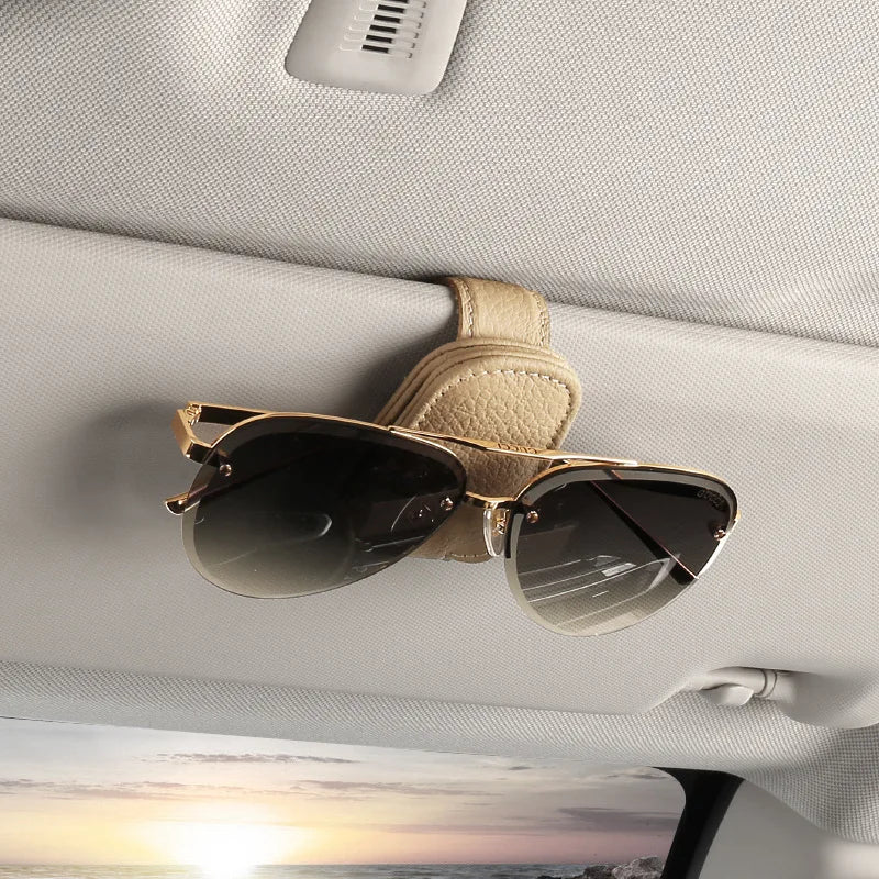 1Pcs Sunglasses Suitable for Car Holder Sunshades Magnetic Leather Sunglasses Clip and Ticket Clip Car Sunshade Accessories