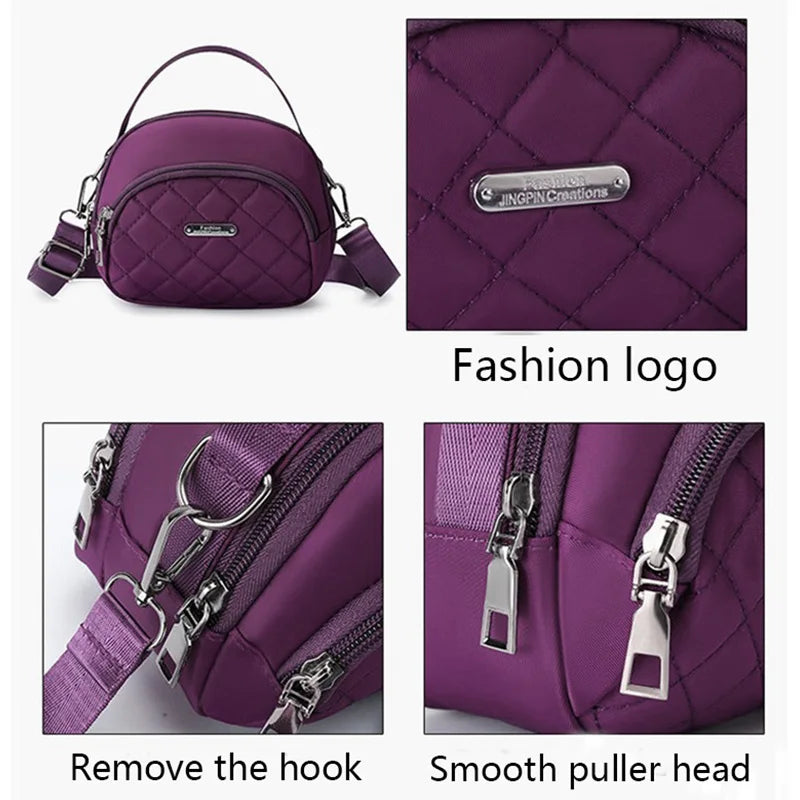 Casual Quilted Nylon Handbag - Versatile Crossbody Bag with Multi-Pockets, Detachable Strap Shoulder Bag for Women