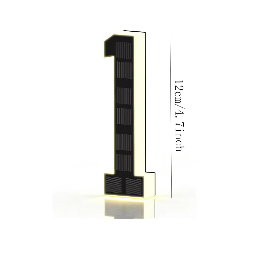 12CM Solar-Powered Outdoor House Number Light, House Numbers with Solar Panel, Waterproof LED Address Numbers for Home