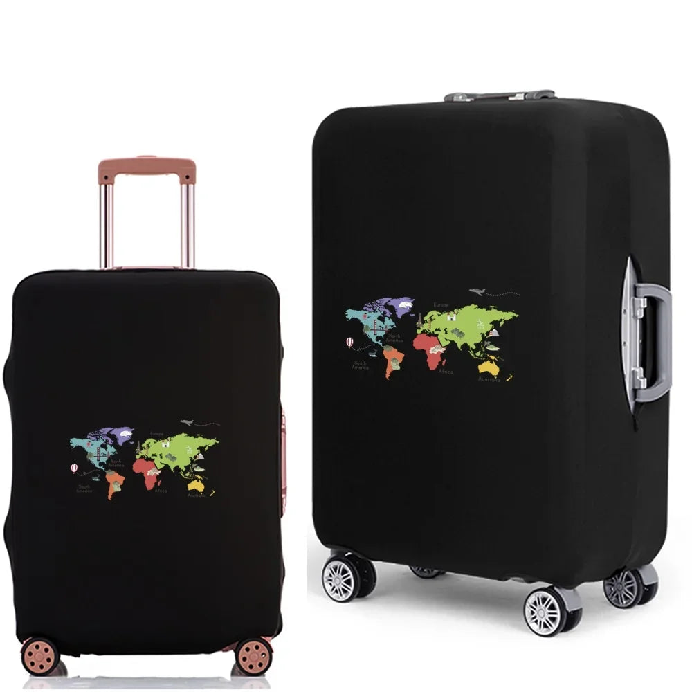Portable Luggage Protective Cover Travel Pattern Travel Suitcase Cover Elastic Dust Cases for 18 To 28 Inch Travel Trunk Cover