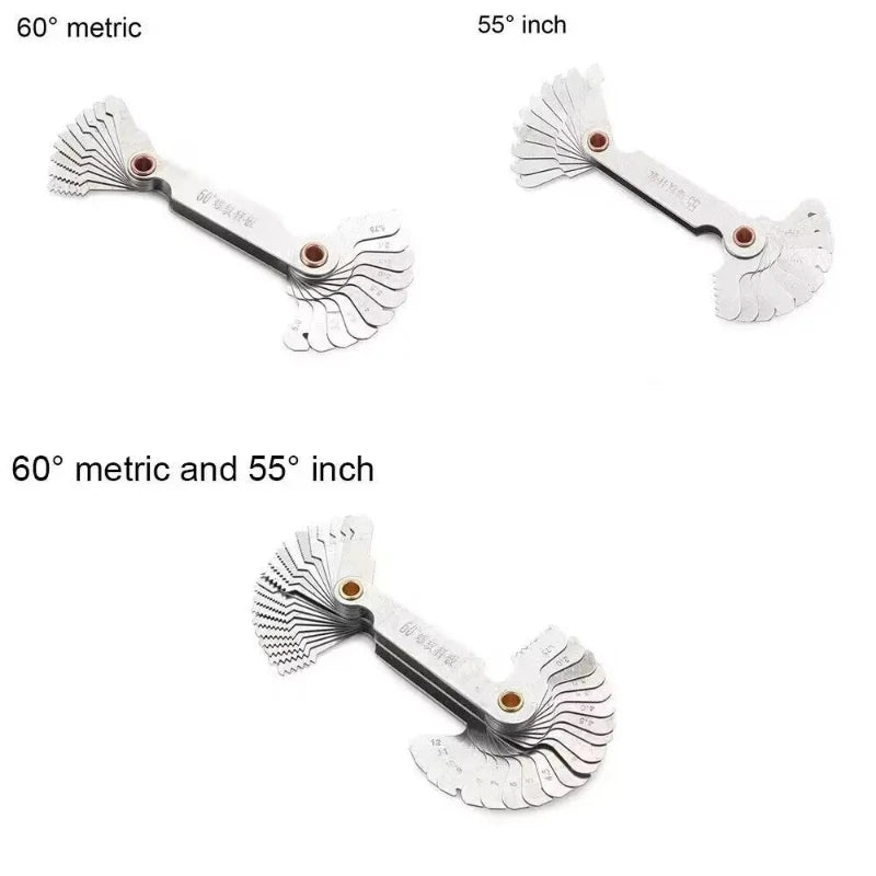55/60 Degree Metric Inch Thread Plug Gauge Gear Tooth Screw Pitch Gauges Measuring Center Metrisch Thread Measurement Tools