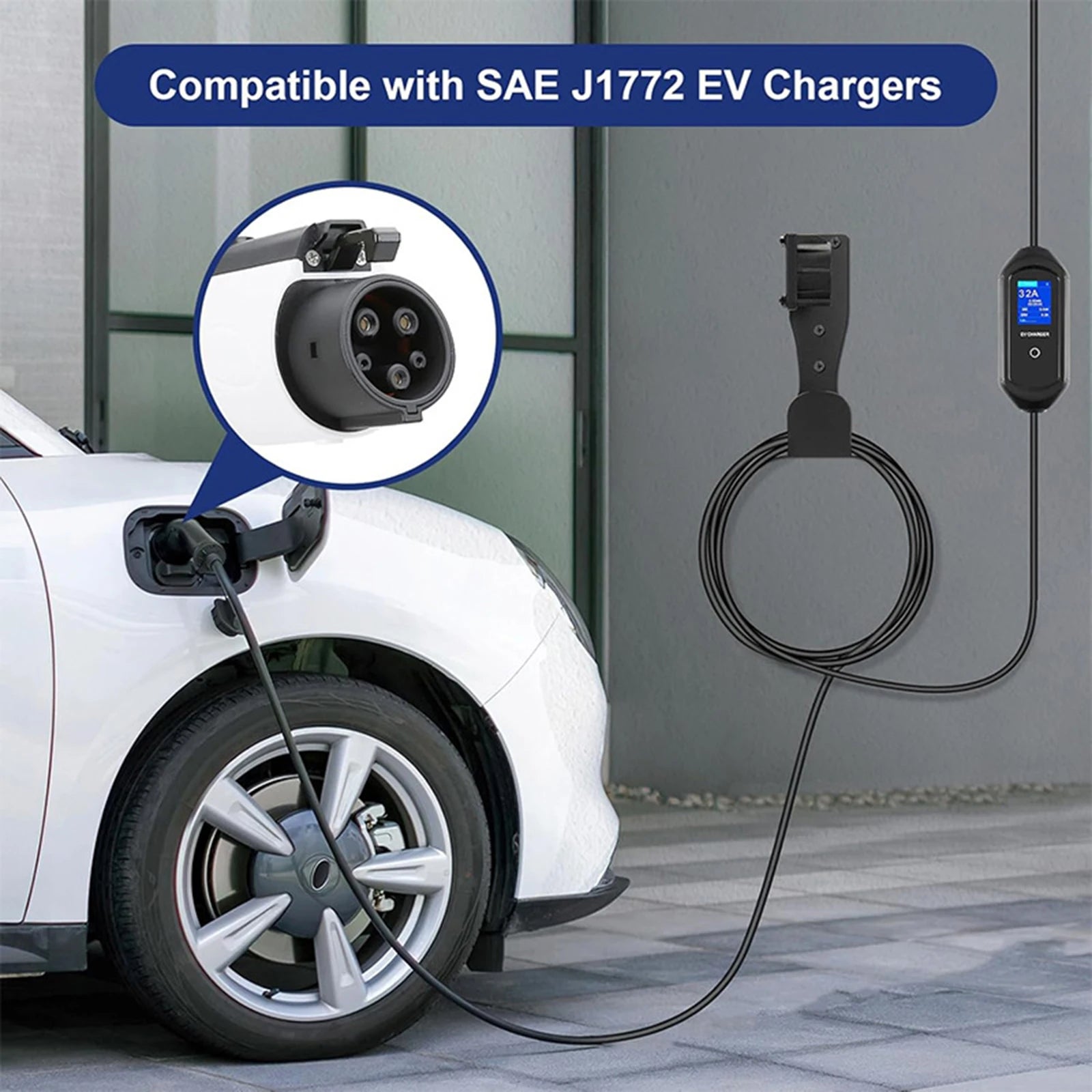 EV Charger Cable Holder Stainless Steel J1772 Charger Holder Wall Mounted Cable Organizer For EV Charging Accessories