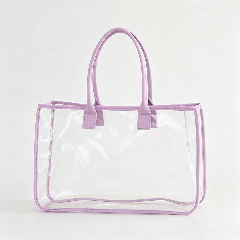 Clear Beach Bag for Women Waterproof PVC Tote Large Capacity See-Through Travel Bag for Pool Gym Essentials Beach Towel Storage