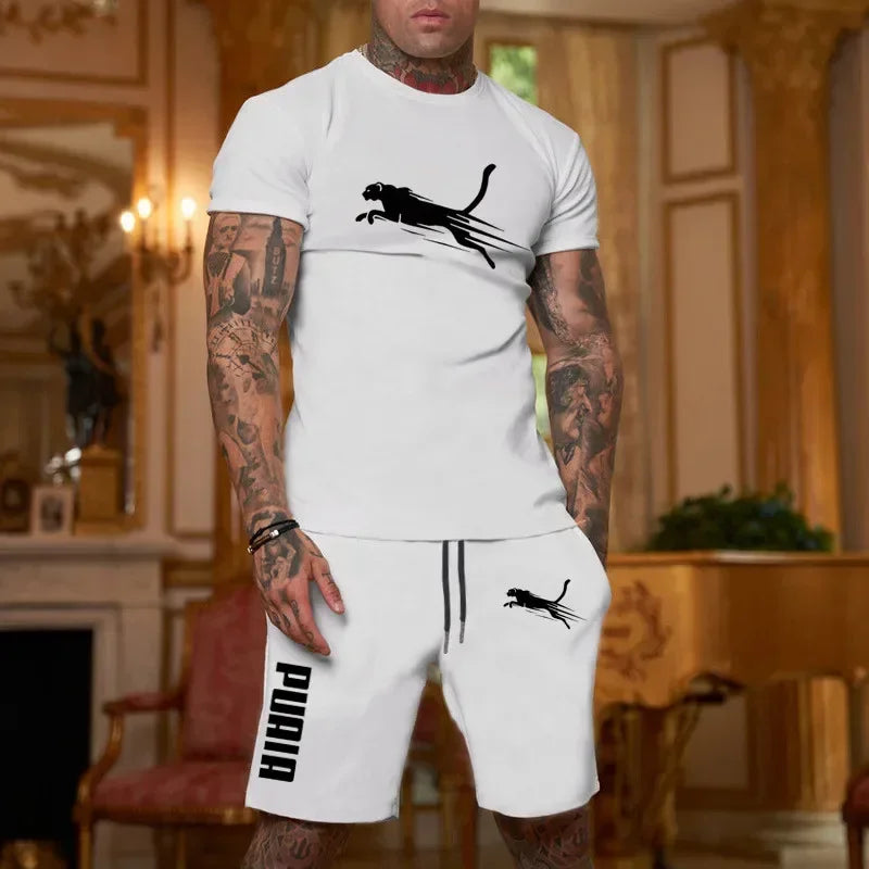 Latest hot selling Fashion and Casual Summer Outdoor Sports Set Men's Breathable T-shirt and Shorts Casual Fashion Two-piece Set