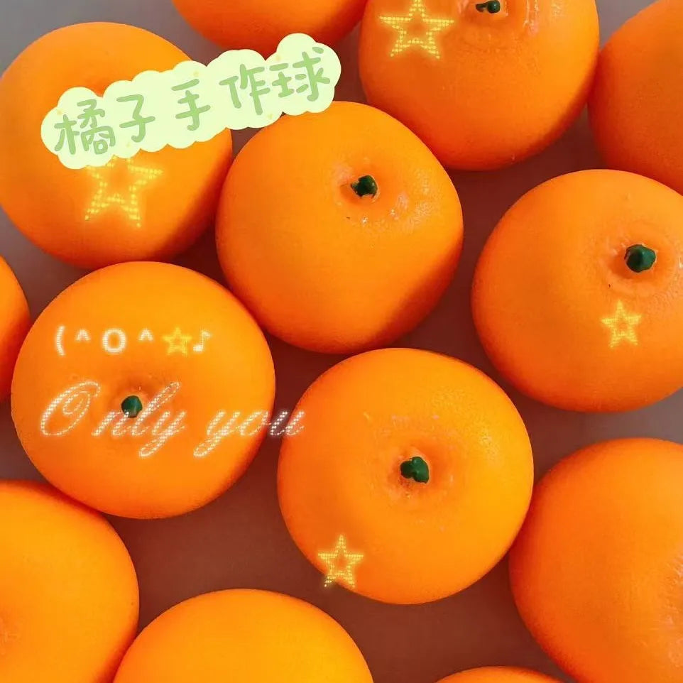 Simulated Orange Stress Ball Squishy Squeeze Ball DIY Handmade ASMR Sensory ADHD Anti Stress Relief Fidget Toys with Crisp sound