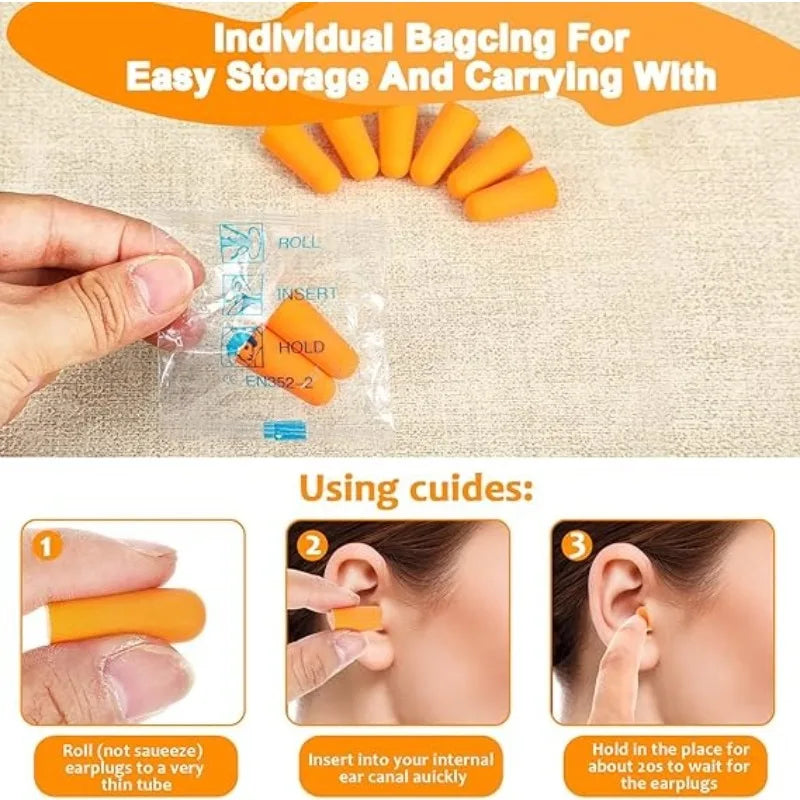 10/20/50Pairs Anti Noise Earplugs Sleep Work Learn Reduce Noise Soft Foam Convenient Durable Earplugs Packaged Separately