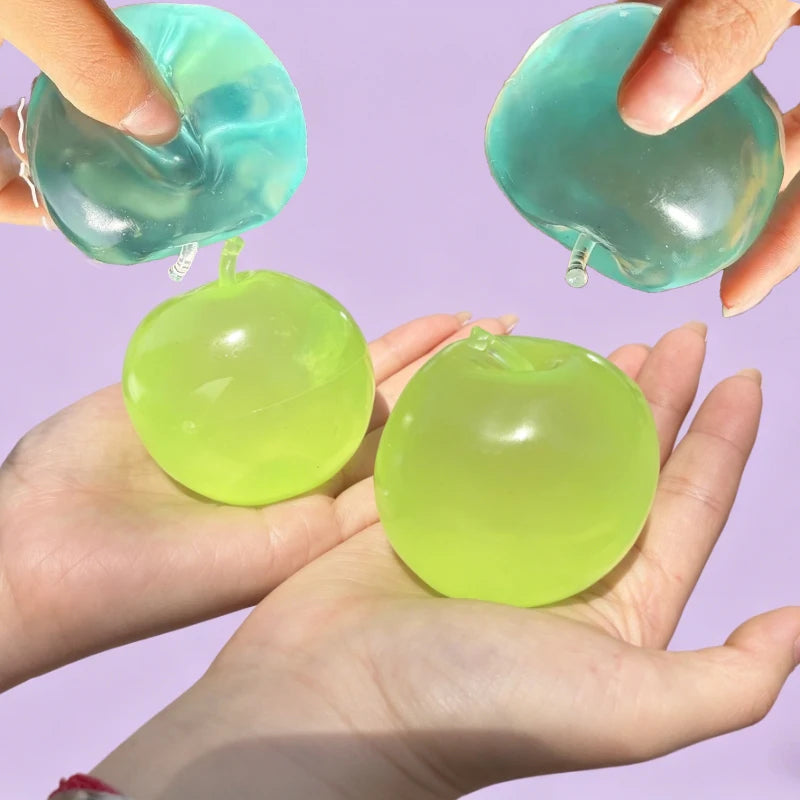 Apple Moldable Stress Ball Coconut Oil Squishy Transparent Apple Non-Bounce Squeeze Ball ASMR Sensory Toy Relieve Stress Toy