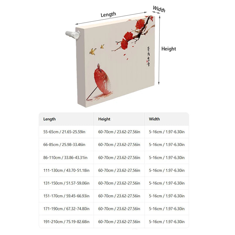 55-210cm Elastic All Inclusive Radiator Dust Cover Multi-sizes Chinese Style Printing Decorative Heater Cover Washable Reusable