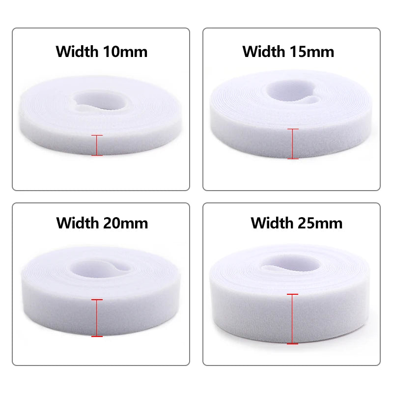 5m/roll White Cable Ties Reusable Loop Bundle Self Adhesive Nylon Strap Organizer Clip Wire Holder Management Fastening Tape DIY