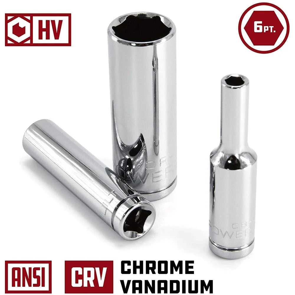 2025 Hot Sale 11pcs Metric Long Chrome Socket Set 1/4-Inch Drive 6-Point Deep Socket From 4 Mm To 14 Mm Professional Grade Tools