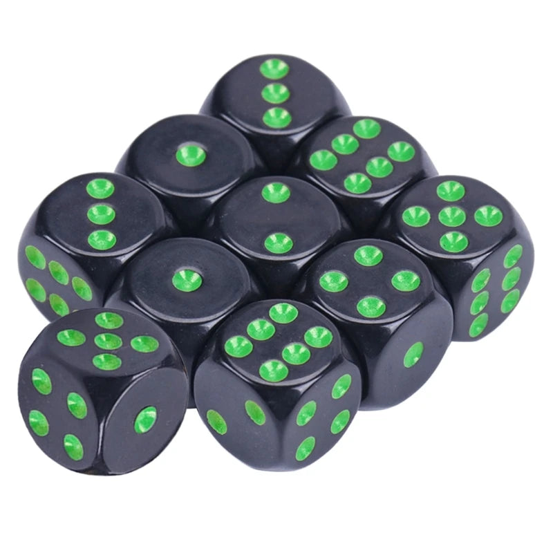 10Pcs 15mm Multicolor Acrylic Cube Dice Set Six Sides Portable Table Games Toy