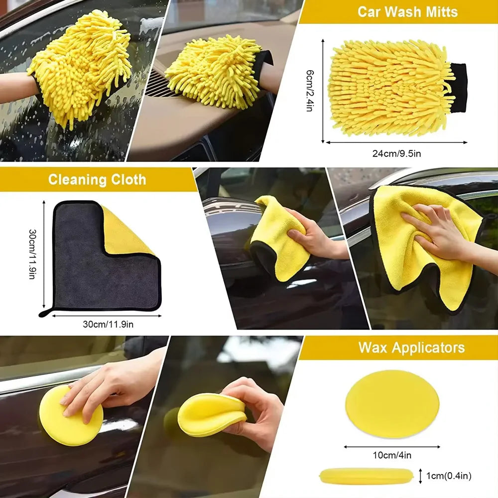 KUNAISI Car Cleaning Kit Detailing Brush Set Car Polish Pads Car Cleaning Brush For Car Air Vents Rim Dirt Dust Clean Tools