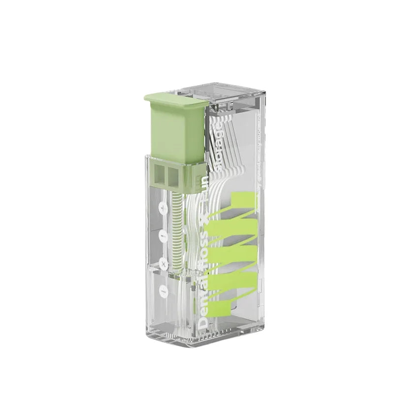 Portable Floss Dispenser Includes 10Pcs Floss Automatic Ejectable Floss Organiser Oral Care Press-on Disposable Flossing Sticks