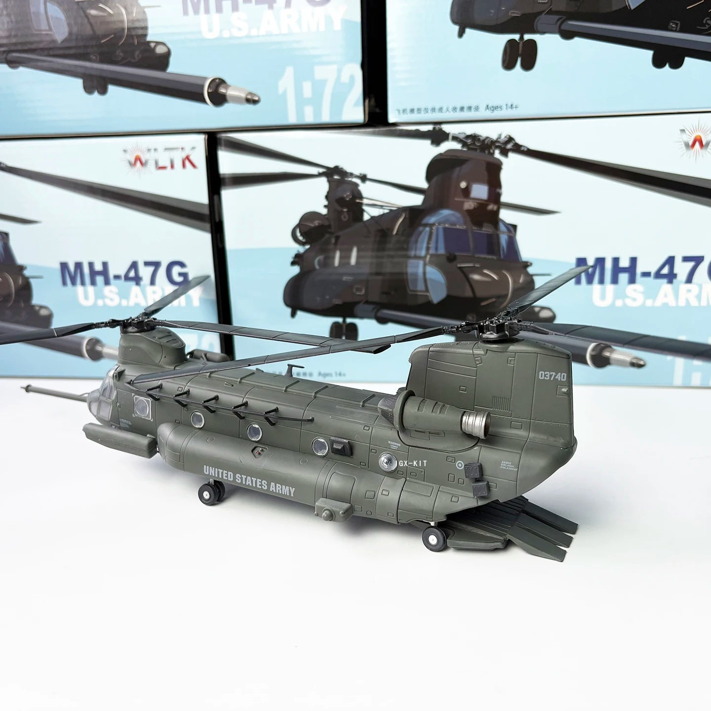 1:72 Scale USA MH-47G Chinook Twinrotor Heavy Helicopter MH47 Aged Diecast Static Aircraft Model Military Collection Gif