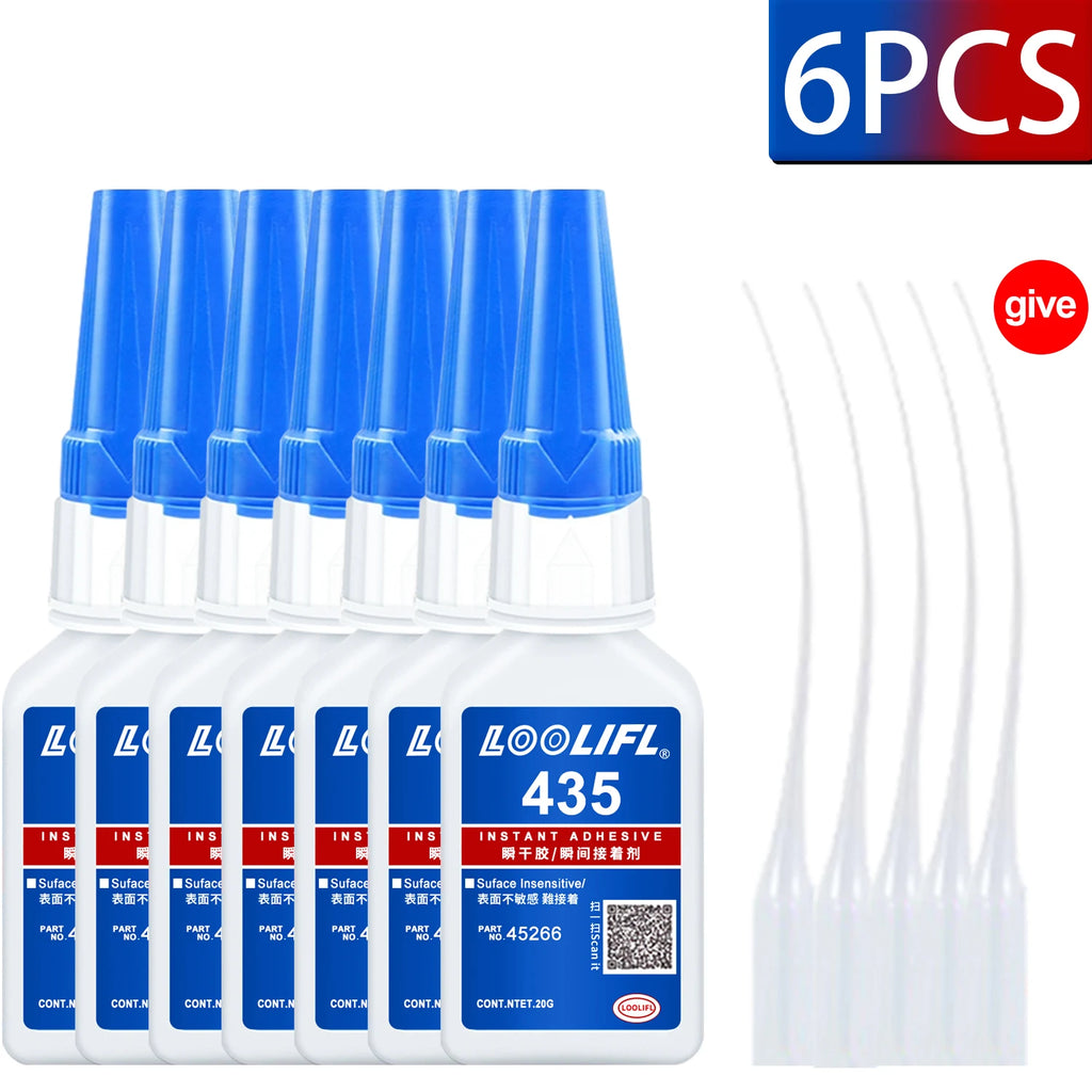 LOOLIFL 20g 435 Super Glue Quick-drying Cyanoacrylate Instant Leather Rubber DIY Wood Metal Strong Bond Liquid Adhesive Tool
