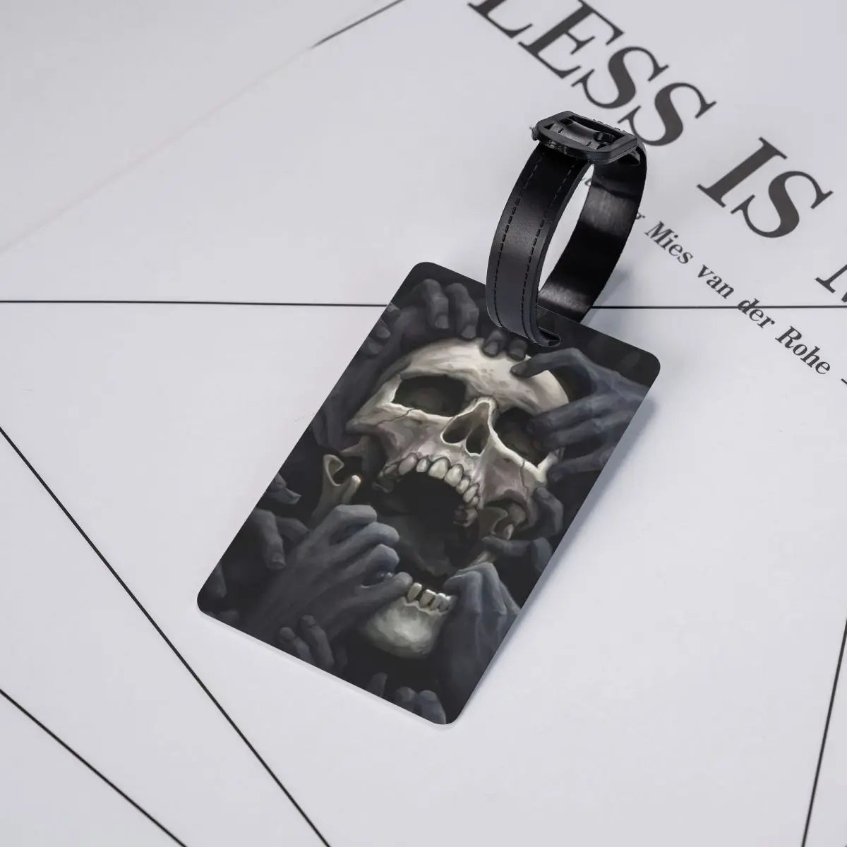 Custom Evil Hands Skull Luggage Tag Privacy Protection Halloween Gothic Skeleton Baggage Tags Travel Bag Labels Suitcase