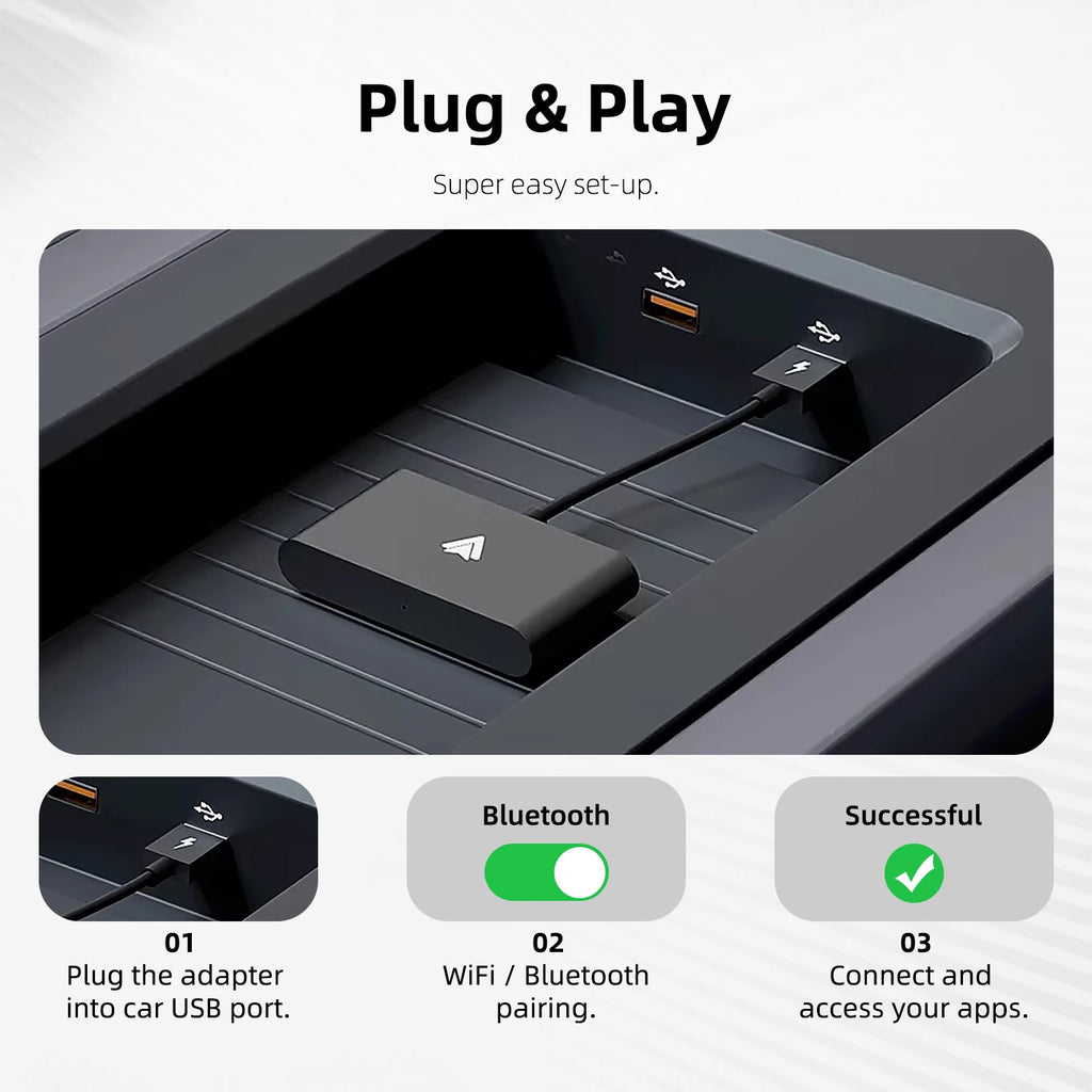 Wired To Wireless Android Auto Adapter with Ambient Light Plug and Play Convert OEM Radio USB Plug & Play Support 5GWIFI&BT5.0
