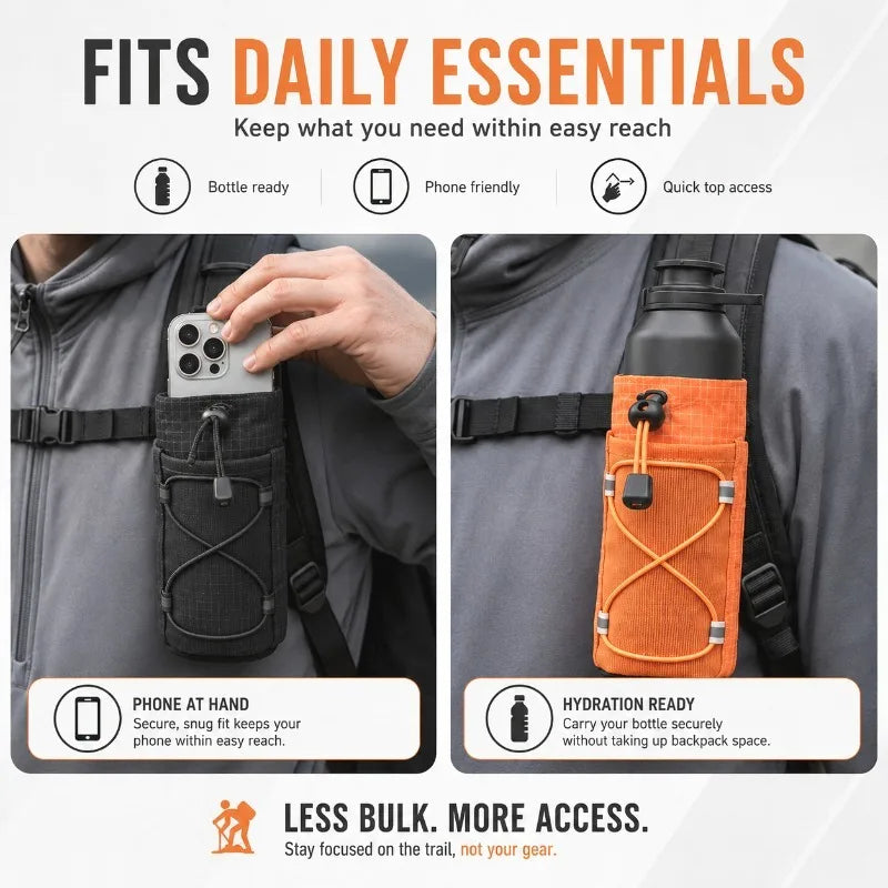 Outdoor Sports Backpack Shoulder Strap Hanging Bag Mobile Phone Water Bottle Storage Bag Camping Hiking Accessories Storage Bag