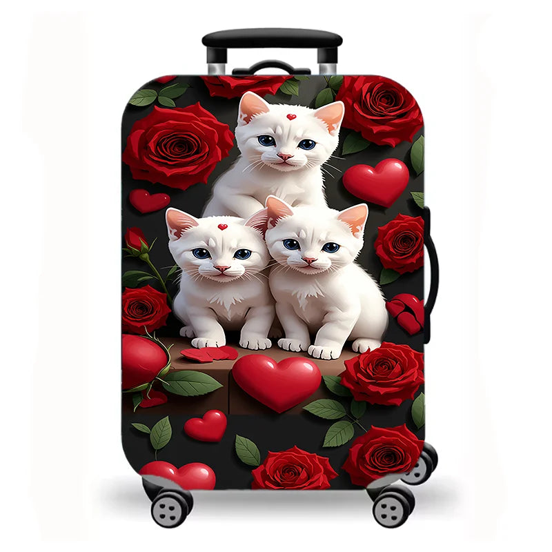 Luggage Cover, Cute Cartoon Cat Kitten Paw Print Stretch Suitcase Protector, Washable Anti-Scratch Travel Baggage Cover