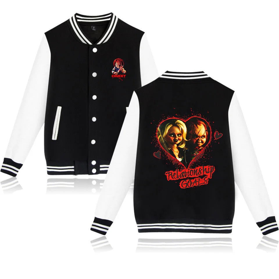 Child's Play Chucky Bomber Jacket Women Men Autumn Baseball Jacket Coat Student Streetwear Harajuku Bomber College Jacket